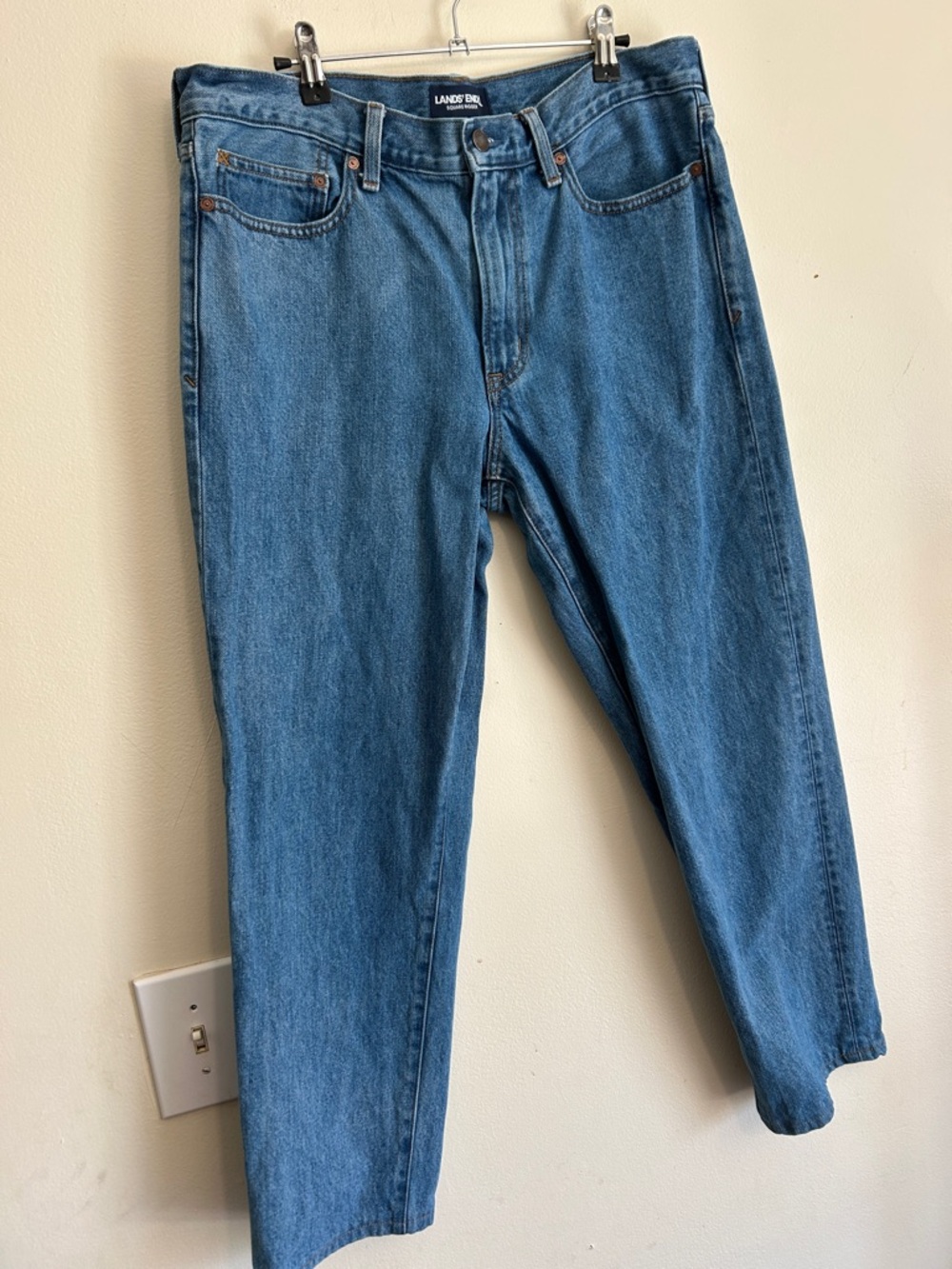 Lands' End Women's Square Rigger Jeans in Blue Denim